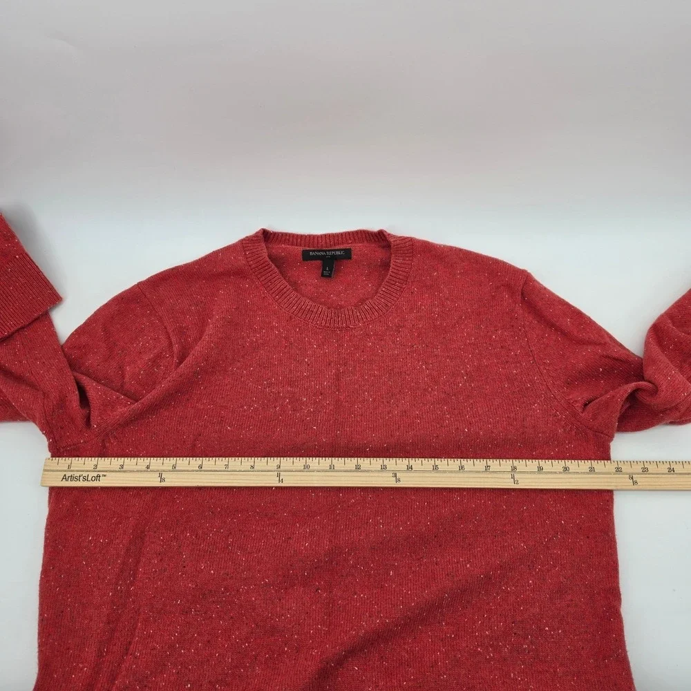 Banana Republic Mens Large Red Donegal Fleck Cotton Wool Blend Crew Neck Sweater